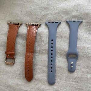 Apple Watch 40mm Bands Brown Leather and Gray Silicone Watch Band